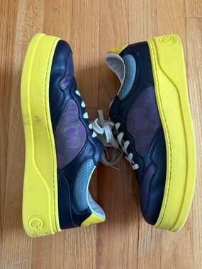 Gucci Men's Purple and Yellow Athletic Sneakers